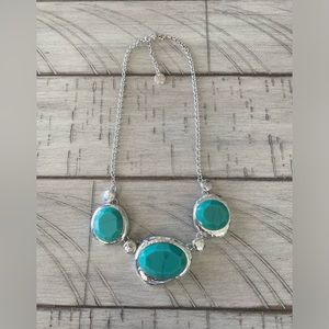 Vintage Baskin Brothers silver toned statement necklace with blue accents